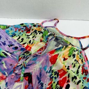 Neiman Marcus Watercolor Cold Shoulder Lined Polyester Dress size XS‎